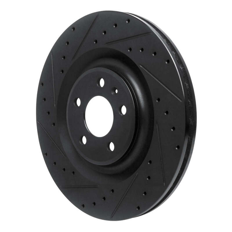 Audi Q8 e-Tron Sportback Brake Rotor (1) - Rear Left - R1 Concepts - Drilled & Slotted - Black - `17-`25